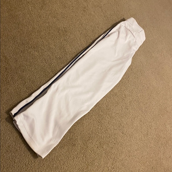 White Men's Baseball Pants with Navy Stripe - Picture 8 of 10